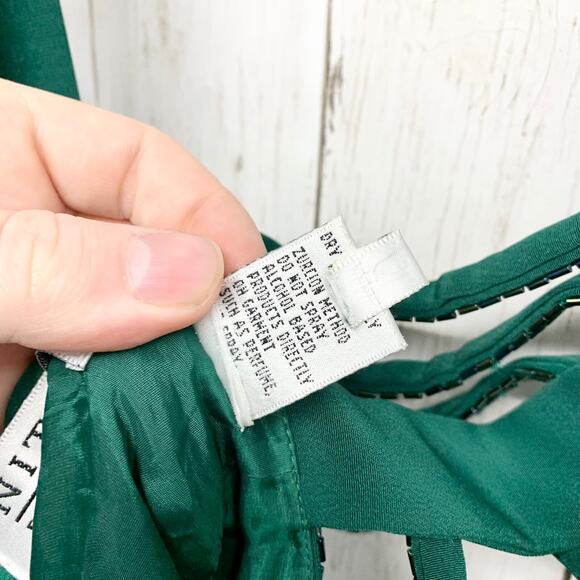 Vintage Niteline Dress Women Size 6 Sleeveless Sequin Detail Mini Emerald Green - Picture 5 of 8